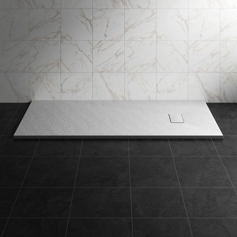 NRG 1700 x 800mm SMC White Rectangle Slate Effect Bathroom Shower Tray
