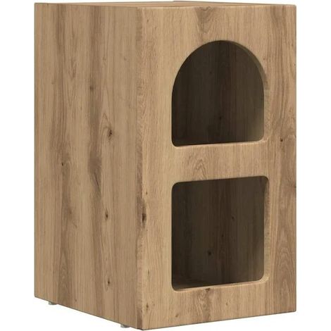 Table de chevet en chêne massif fait main, 29,5 x 33,5 x 50 cm (1/5)