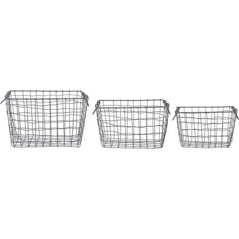 Lot de 3 Paniers Rectangulaires Métal Vieilli - Multi tailles - Livraison gratuite