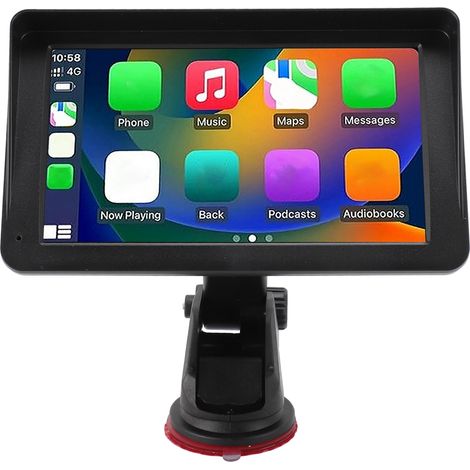 Autoradio portable avec écran tactile HD 7 pouces, compatible Mirror Link, avec commande vocale, entrée auxiliaire, Bluetooth, navigation et caméra de recul, pour tous les véhicules. (1/5)