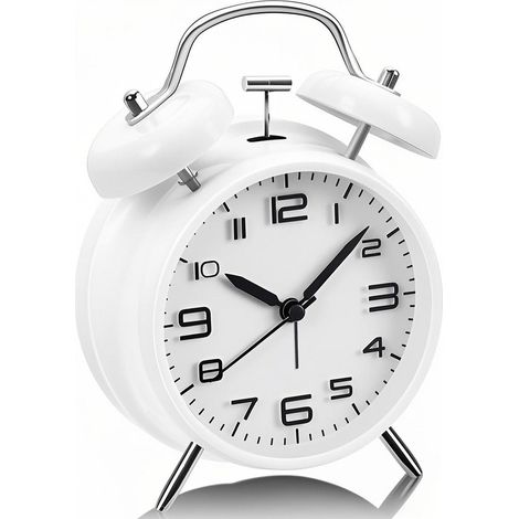 Réveil analogique à double sonnerie, volume extra fort, idéal pour les gros dormeurs, fonctionne sur piles, avec veilleuse.