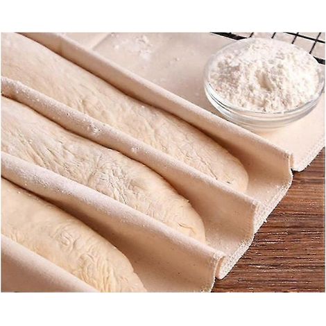 Toile de fermentation professionnelle, couche à pâte robuste pour boulangers avec lame à pain, 100 % lin naturel, outil de façonnage pour baguettes et pains. (1/4)