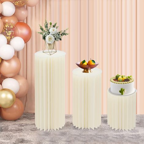 3 centres de table pliables en carton, jardinières en colonne, arrangements de piliers pour la décoration de jardin lors d'une fête de mariage 40 cm + 60 cm + 80 cm jardinières en carton