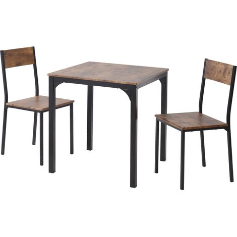 Esstisch-Set mit 2 Stühlen, quadratischer Tisch 70x70x75 cm, Vintage-Braun (1/5)