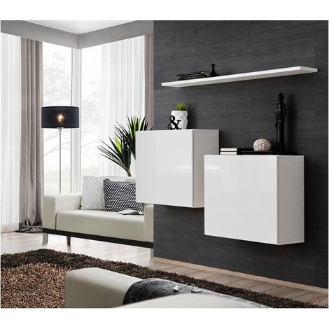 Ensemble meuble mural  - Switch SB I - 130 cm  x 110 cm x 30 cm  - Blanc - Livraison gratuite
