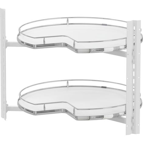 VS COR Wheel Pro Drehteller für Eckschrank Organizer - Rondell Küchenschrank drehbar 3/4-Kreis, KB 800mm, weiß/chrom