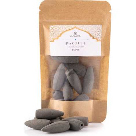 Yasmeen Patchouli Rückfluss-Räucherkegel 15 Stück. (1/2)