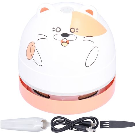 Cute Animal Design Desktop Vacuum Cleaner USB Charging Mini Dust Catcher for ChildrenHamster Pattern