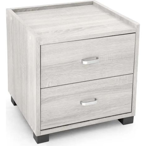 Kommode Leano - Atena, 43 x 40 x 44 cm, weißes Holz, 2 Schubladen, modernes Design
