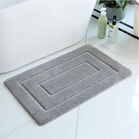 Alfombra de baño antideslizante, 50 x 80 cm, de microfibra suave, muy absorbente, lavable a máquina, adecuada para bañeras, gris. (1/5)