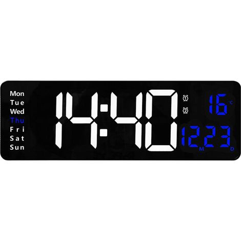 Jeffergarden Horloges Murales LED Grand écran, Horloge Murale Numérique pour Salon, Bureau, Salle de Classe, Salle de Sport, Décoration de Magasin (C) (1/5)