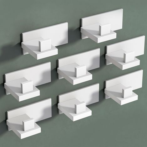Mai & Mai Kleiderhaken 8 Stück Wandgarderobe Wandhaken aus Edelstahl Garderobenleiste Garderobenhaken 8cm Matt weiß Stalo-06 (1/5)