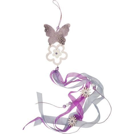 Holzanhänger mit Schmetterling und Blume, Ostern (1/2)