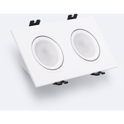 Foco Downlight Cuadrado Basculante GU10 6W Corte 75x150 mm PC No Flicker 6000K Blanco Blanco Frío