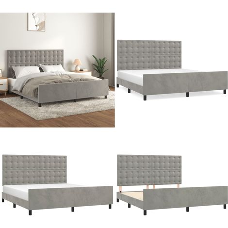 Bettgestell mit Kopfteil Hellgrau 180x200 cm Samt - Samtbettwäsche - Bettestel - Boxspringbett - Doppelbett - Hochbett - Home & Living (1/5)