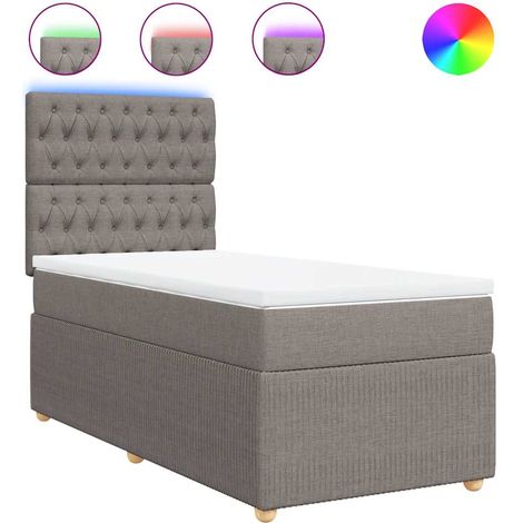 Lit simple Lit adulte Sommier à lattes de lit avec matelas Taupe 80x200 cm Tissu