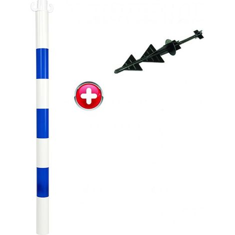 Poteau PVC Bleu/Blanc avec pointe - 2002301
