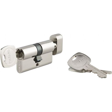 Cylindre de serrure à bouton 5G STD urgence, 30x30mm, nickelé, 3 clés - (1/3)