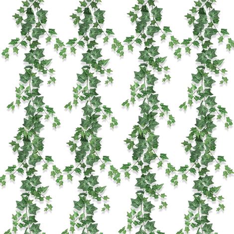 Lot de 4 Lierre Artificiel Faux Lierre Guirlande Lierre Decoration 2m Liane Artificielle Guirlande Fausse Plante Tombante Feuillage pour Mur Chambre Jardin Interieur Extérieur (Vert) (1/5)
