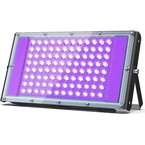 Projecteur lumière noire 100W, Luminaire UV Puissant, 395 nm, Etanche IP66, peut être utilisé pour les Soirées à la Lumière Noire, les Affiches Fluore (1/5)