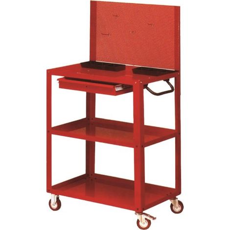 Carrello porta utensili officina 3 piani, 1 cassetto e pannello ROSSOGR05-A DERBY (1/2)