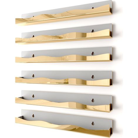 Lot de 6 étagères murales pour Vernis à Ongles – 38,1 cm – Finition Miroir dorée – Rangement pour Produits de Maquillage et Produits de beauté – Présentoir Multifonction pour Petit Espace (1/5)