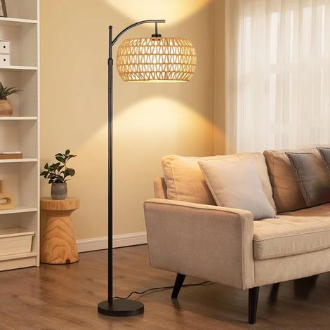 Lampadaire courbé LOLLANDA, lampe en osier, lampadaire moderne pour salon (ampoule non incluse) (1/5)