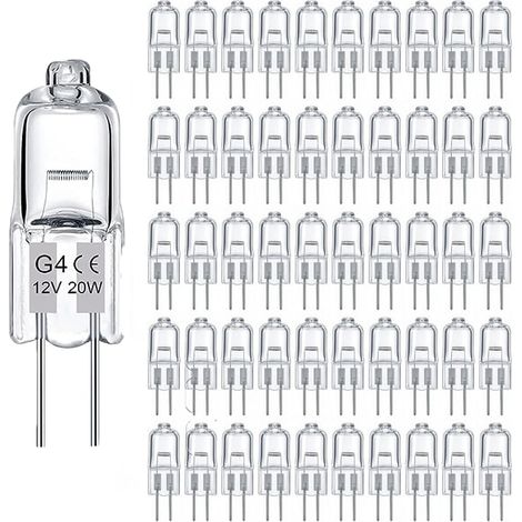 100 G4 Halogenlampen – 12V 20W – 280 lm – Warmlicht 2800K – Dimmbare – Haus- und Gewerbe (1/5)