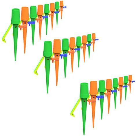 24-teiliges Tropfbewässerungsset, automatische Bewässerungsstäbe mit Kippsicherungen, passend für alle Tropfer, für Zimmer- und Gartenpflanzen (1/5)