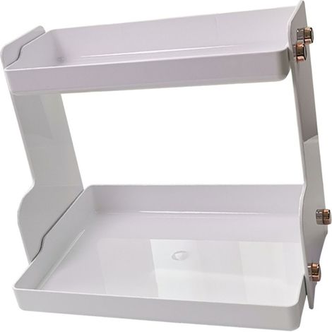 Étagère de rangement de bureau à double niveau, gain de place, multifonctionnelle, pour dortoir ou bureau, blanche (1/5)