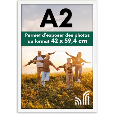 Cadre Photo A2 Blanc - Cadre A2 en MDF avec Plexi Poli et Matériel de Suspension Intégré - Format Horizontal et Vertical pour Mur (1/5)