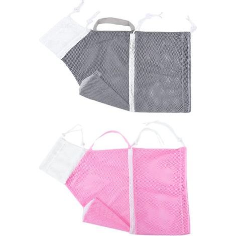 Set of 2 cat bath bags – Shower and wash bags – Restraint devices for bathing and grooming – Adjustable bags (Grey and Pink) (1/5)