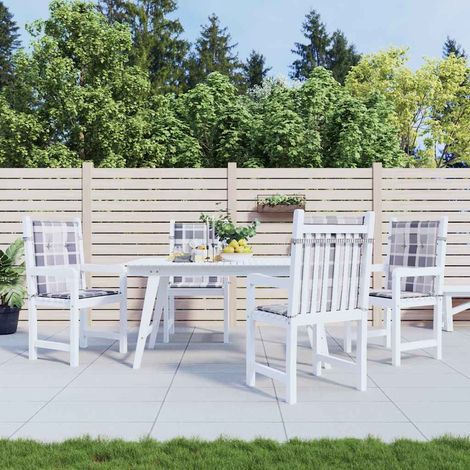 vidaXL Cojín silla de jardín respaldo bajo 4 uds tela a cuadros gris (1/5)