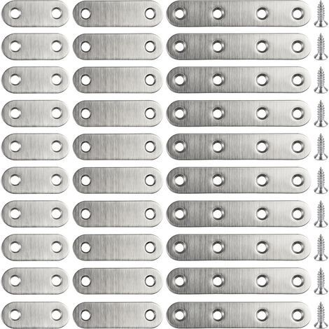 30 Pièces 76mm/55mm/36mm Support Plaque Acier Inoxydable Plaques D'assemblage à Lamelles, Equerre Plate avec Vis, Patte de Fixation Plate pour Réparation de Meubles en Bois, étagères