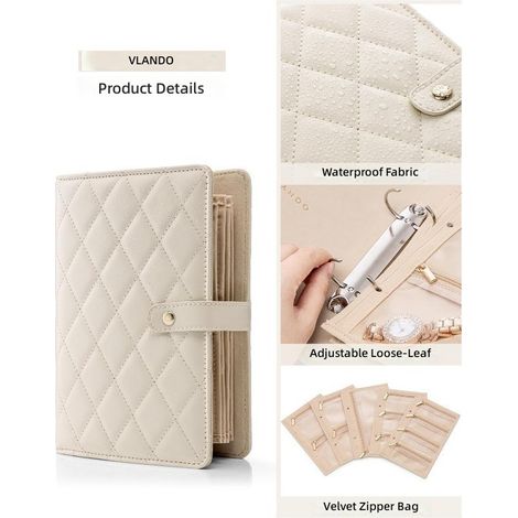 grande capacité bijoux en cuir avec classeur à bagues, album rangement grande capacité pour boucles (1/5)