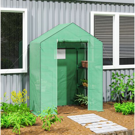 Serra da giardino con porta avvolgibile 143x74x190 cm OKMYHOME (1/5)