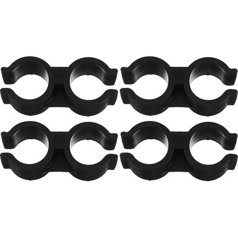 Colliers Doubles en Plastique 20 MM, Lot de 4 Pinces pour Balai et Pelle, Clips de Fixation pour Tuyaux, Accessoires pour Entretien et Rangement de Balais (1/5)