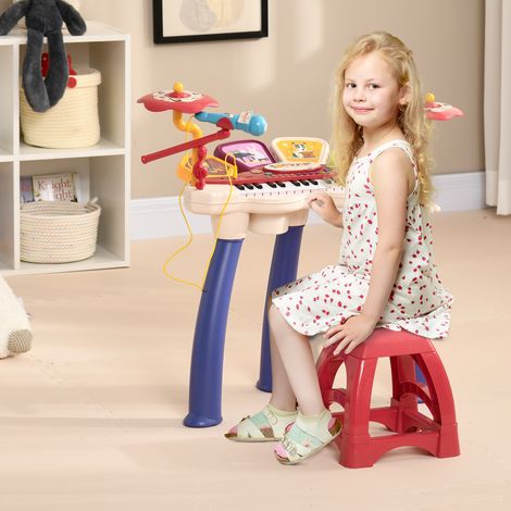 Ensemble musical 2 en 1 pour enfants : piano électronique et batterie avec microphone et tabouret (1/5)