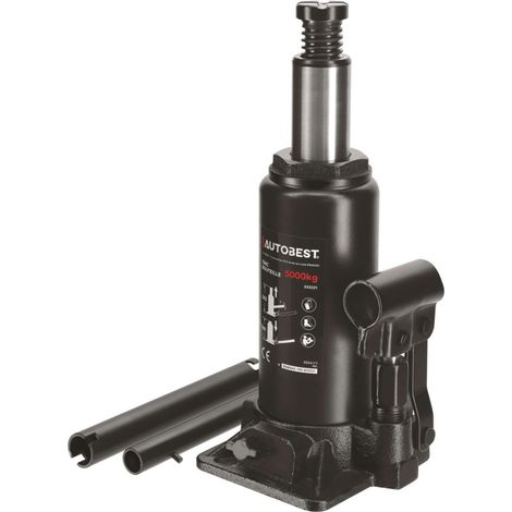 Cric hydraulique bouteille 5 Tonnes de 197 à 382 mm - AUTOBEST
