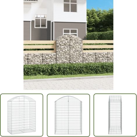 Gabion pour Pierres arqué Panier de gabions - Cage à pierre 100x50x120/140 cm Fer galvanisé BV709566 - BonneVie (1/5)