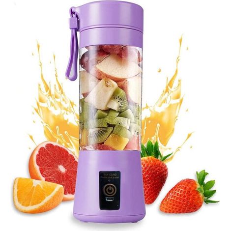 Portable Milkshake Blender, Fruit Juicer, Usb Charging 6 Blades, Electric Juicer For Students, Sports Travel And Outdoor Hand Blender, Purple (1/5)