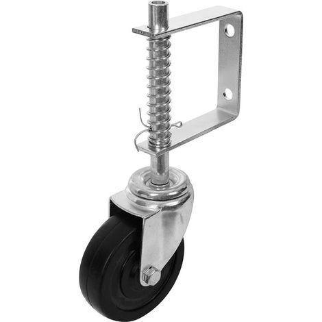 1 Roulette à ressort,Acier,Pneu non marquant,Rotation 360°,Pour portail bois et métal (1/5)