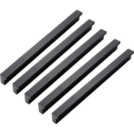 Set mit 10 modernen, schwarzen Schranktürgriffen aus Aluminiumlegierung für Schubladen und Möbel, 192 mm Lochdurchmesser (1/4)