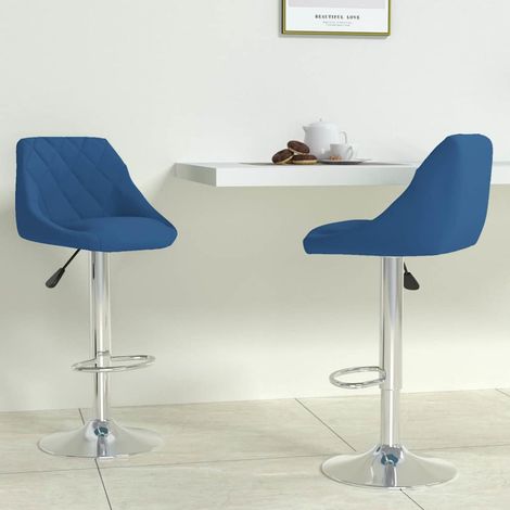 vidaXL Taburete de cocina 2 unidades de terciopelo azul (1/5)