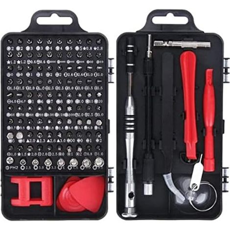 110 en 1 Mini Set Tournevis Precision Kit Tools Petit Boite Tournevis Torx Informatique Demontage PC Portable Pour MacBook,iPhone,Réparation,Lunettes,Bricolage,Montre,Smartphone (Black)
