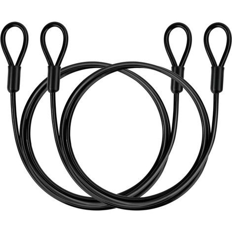 (2 Stück) Fahrraddiebstahlsicherungskabel, Stahlsicherheitskabel mit Ösen, 1 m Länge, 3 mm Dicke mit PVC-Ummantelung (1/4)