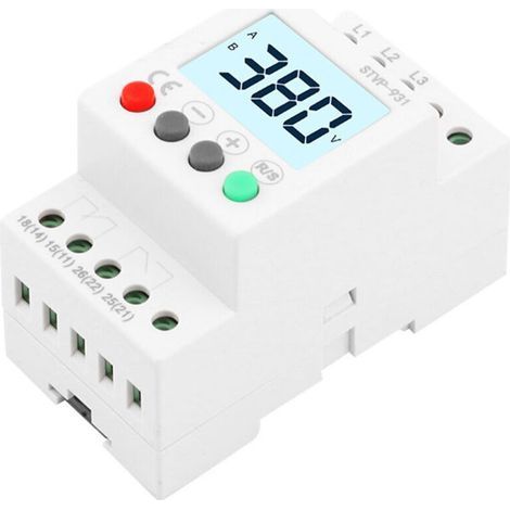 Dreiphasen-Wechselstrom-Phasenschutzschalter 380 V mit LCD-Anzeige, Überspannungs-/Unterspannungs-/Sequenz-/Phasenausfallüberwachung für Aufzugs-/Klimaanlagenmotoren (1/5)