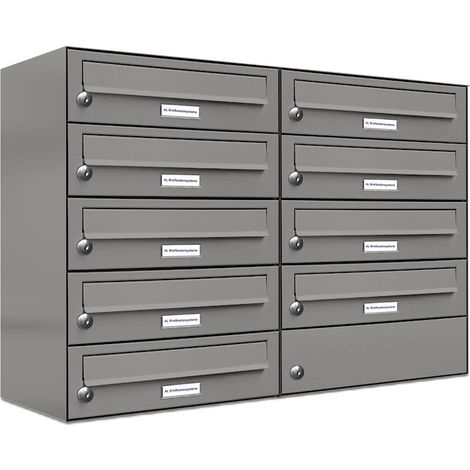 9er Premium Briefkasten Aluminiumgrau RAL Farbe 9007 für Außen Wand Postkasten 2x4 (1/5)