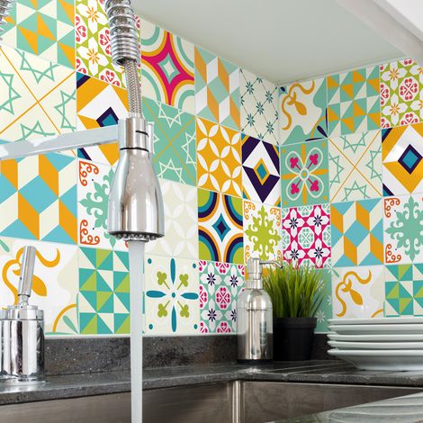 Stickers muraux - Sticker Mural Carrelage adhésif Cuisine Salle de Bain - AZULEJOS CORNELIA - 24stickers15x15cm (1/5)