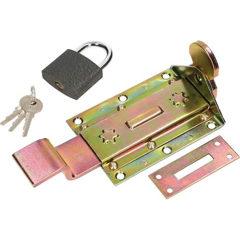 KOTARBAU Verrou de serrure 200 mm + cadenas solide jaune galvanisé universel (1/5)